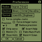 Preferences menu